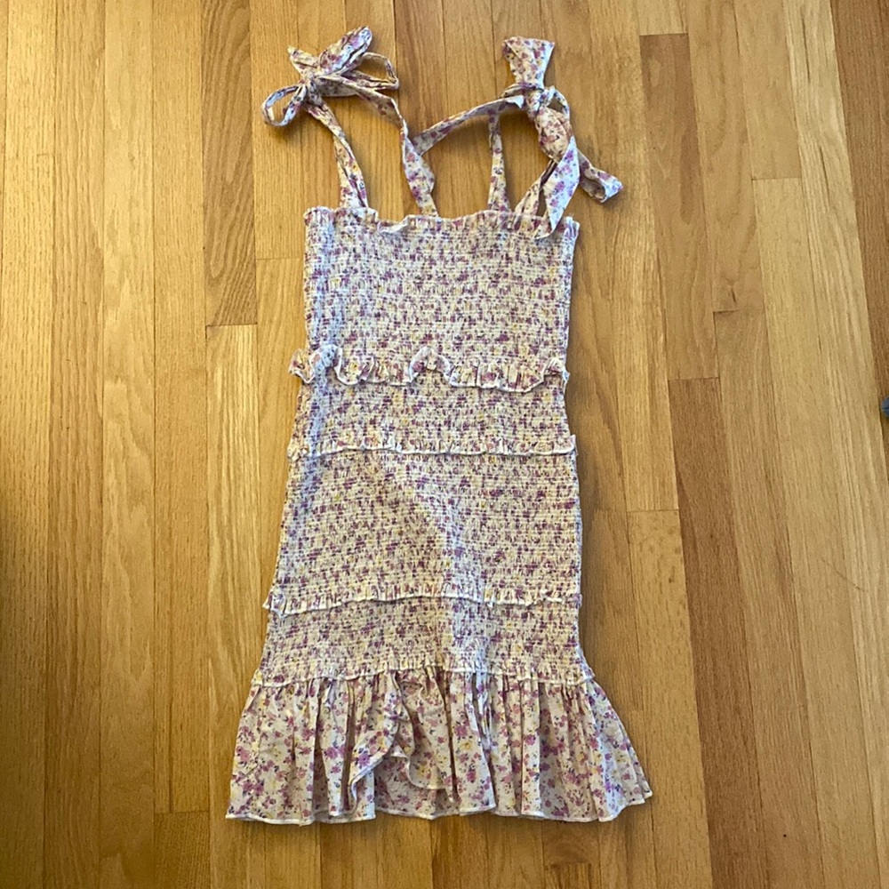 Ruched Floral Mini Dress